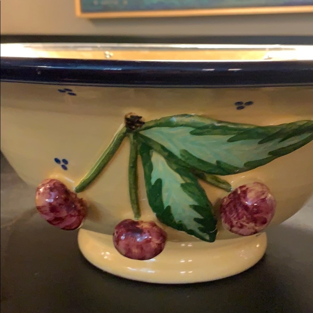 🍒 Glazed Terra Cotta Bowl w/ Cherries 🍒